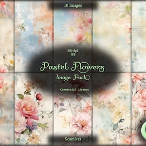 Papel Pastel Flowers Digital, padrão sem costura, download instantâneo, uso comercial