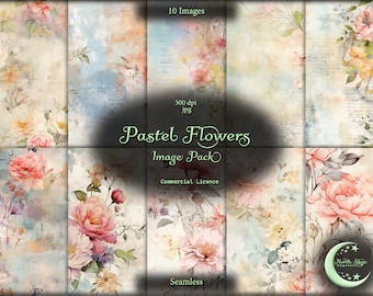 Pastel Flowers Digital paper, seamless pattern, instant download