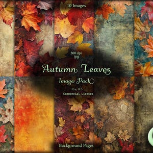 Feuilles d'automne, Carnet de voyage numérique, Pack d'images, Papier numérique, Téléchargement instantané, Utilisation commerciale