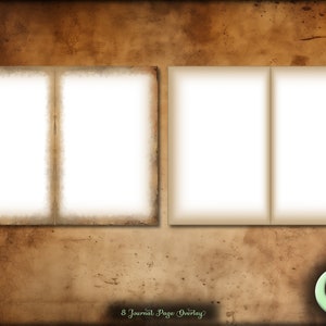 May include: Two blank journal pages with a brown, textured background. The pages are open and ready for writing or drawing. The text "8 Journal Page Overlay" is at the bottom of the image.