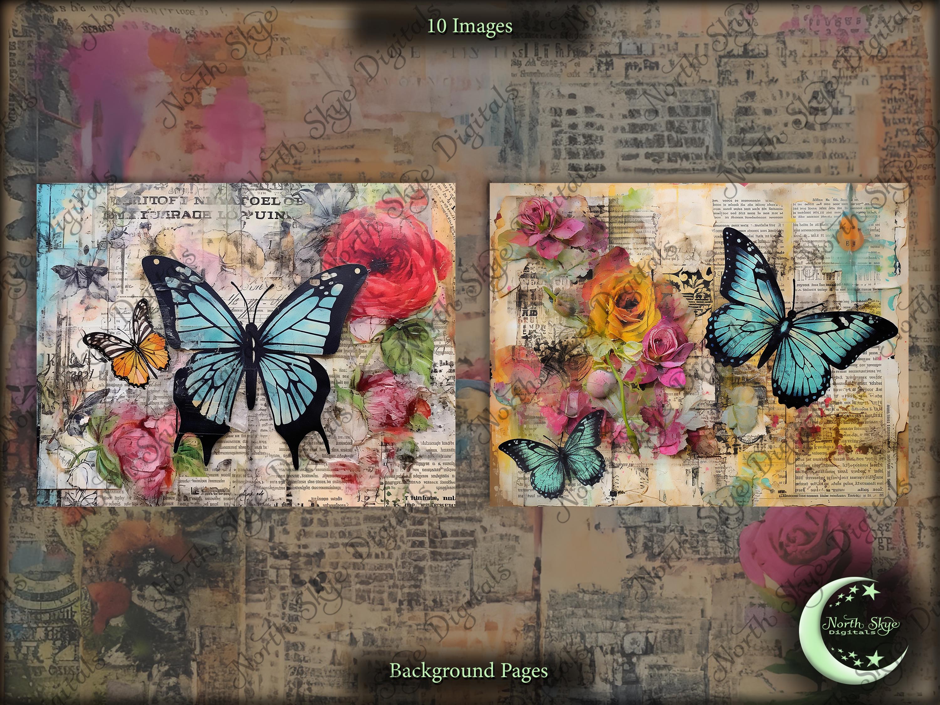 Butterfly Collage Digital Paper, Junk Journal (digital Download) - Etsy