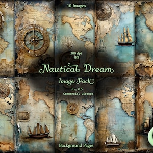 Nautical Dream, Digital Junk Journal, Steampunk Junk Journal, Pacchetto immagini, Carta digitale, Download immediato, Uso commerciale