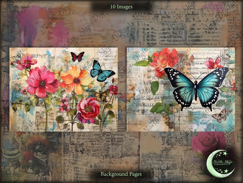 Butterfly Collage Digital Paper, Junk Journal (digital Download) - Etsy