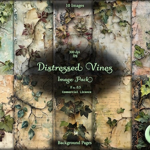 Distressed Vines, Digital Junk Journal, Image Pack, Digitales Papier, Sofort Download, Kommerzielle Nutzung