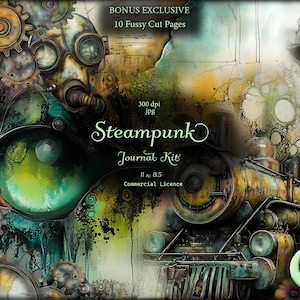 Steampunk Junk Journal Kit, Digital Junk Journal, Image Pack, Digital Paper, Instant Download, Commercial Use