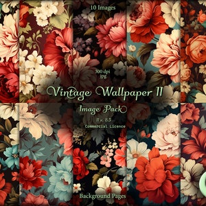 Vintage wallpaper 2, digital paper, vintage paper, instant download, commercial use