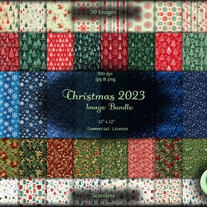 50 nahtlose Weihnachtsbild-Paket bestehend aus allen 5 unserer Weihnachten 2023 Bild-Pakete. Junk Journal, Scrapbooking, Print on Demand