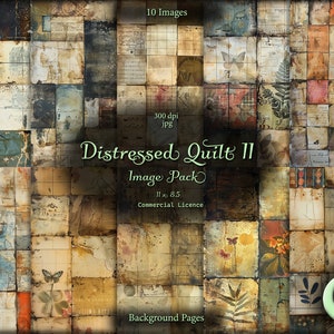 Distressed Quilt 2, Digital Junk Journal, Image Pack, Digitaal papier, Instant download, Commercieel gebruik
