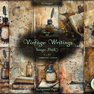 Vintage geschriften, Digital Junk Journal, Image Pack, Digitaal papier, Instant download, Commercieel gebruik