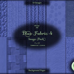 Blue Fabric 4, Digital Junk Journal, Image Pack, Digital Paper, Instant Download, Commercial Use