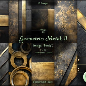 Geometric Metal 2, Digital Junk Journal, Pacote de imagens, Papel digital, Download instantâneo, Uso comercial
