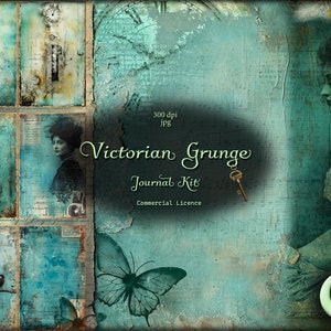 Kit de diario basura grunge victoriano, papel vintage, diario imprimible, kit de scrapbooking, páginas de diario, páginas de fondo, efímera de álbum de recortes