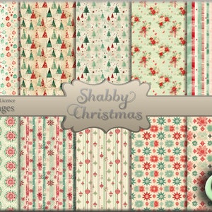 Carta digitale natalizia shabby, design senza soluzione di continuità, stampe vintage natalizie, download DIGITALE, 12 x 12 300dpi