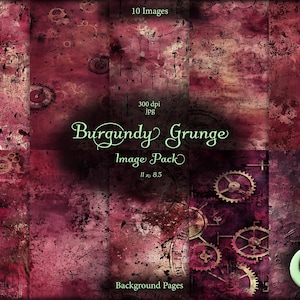 Burgundy Grunge, Digital Junk Journal, Image Pack, Digital Paper, Instant Download