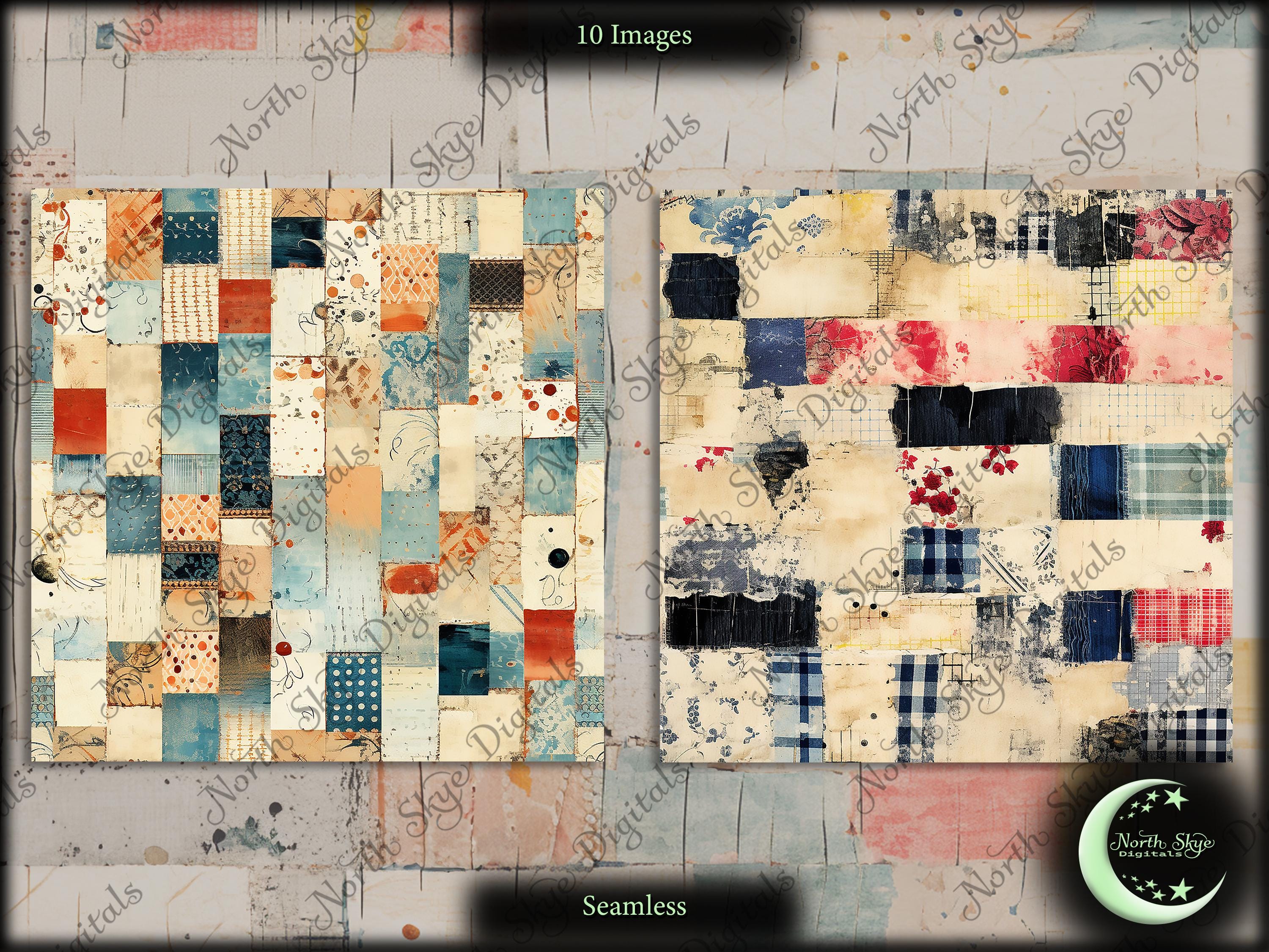 Paper Patch Patterns Patchwork Paper, Digital Paper, Seamless Pattern, Instant Download - Etsy