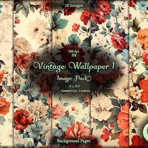 Vintage behang 1, digitaal papier, vintage papier, instant download, commercieel gebruik