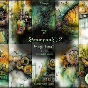 Steampunk Backgrounds 2, Digital Junk Journal, Image Pack, Digitaal papier, Instant download, Commercieel gebruik