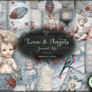 Kit de diário lixo do Dia dos Namorados, papel vintage, diário para impressão, kit de scrapbooking, páginas de diário, páginas de fundo, coisas efêmeras de scrapbook