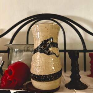 Ouroboros Vase 2 – Black Snake Motif Decor | Symbolic Home Accent | Eternal Cycle Art Piece | Snake Carving | Witch Home Decor | World Snake