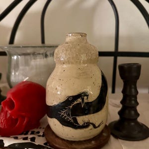 Ouroboros Vase 5 – Black Snake Motif Decor | Symbolic Home Accent | Eternal Cycle Art Piece | Snake Carving | Witch Home Decor | World Snake