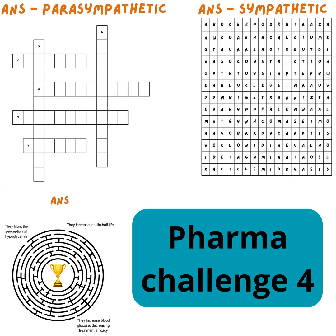 Pharmacology Games Crosswords Letter Soup Maze Study Printable Etsy