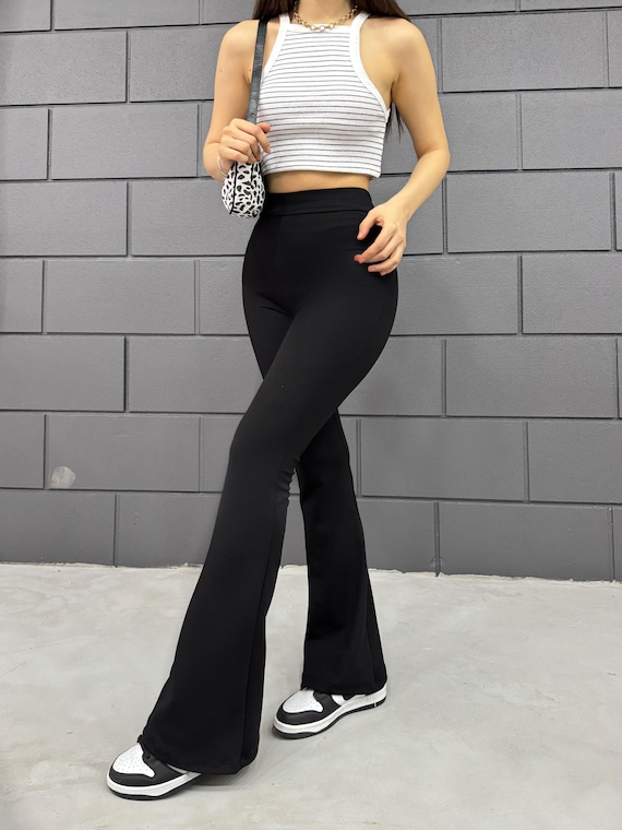 Women's High Waisted Bootcut Yoga Pants Flare Leggings Crepe