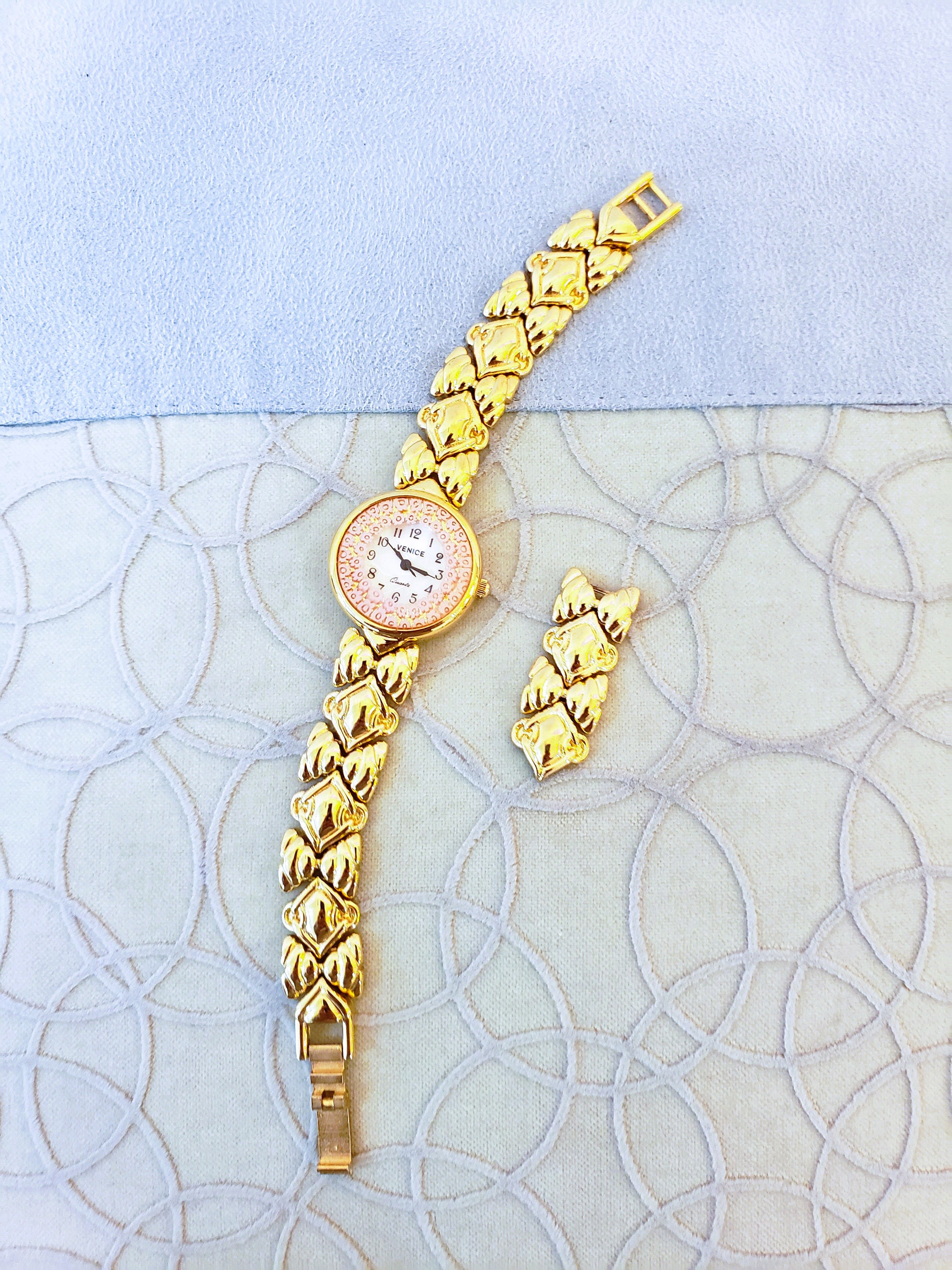 ANTICA MURRINA VENEZIANA Venice Blue Yellow Millefiori Ladies Cuff Watch Murano Watches | Murano millefiori watch with leather band  main image 3