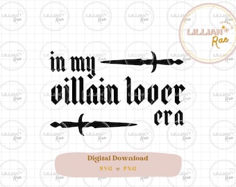 Booktok Quotes SVG | Bookish Merch PNG | Villian Lover Era | Booktrovert Clip Art | Fantasy Reader | Smut Lover