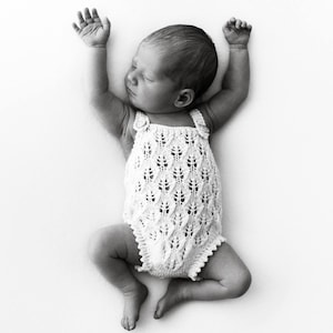 PDF instant download knitting pattern - newborn Freya romper and bonnet set