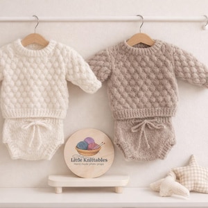 Sofort-Download PDF Strickanleitung - Neugeborene Bubble Pullover und Pumphose