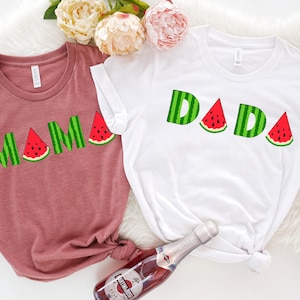 Watermelon Mama Dada Shirt, Watermelon birthday shirt, Couple Watermelon Shirt, Birthday Gift, Fruit Mom Shirt,Cruise Vacay Shirt,Summer Tee