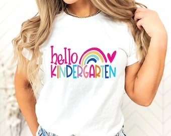 Hello Kindergarten Rainbow Shirt, Teacher Gift, Back to School Tee
