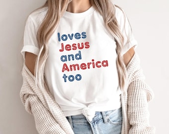 T-shirt America, Love Jesus and America, Terre de liberté, tenue patriotique du 4 juillet