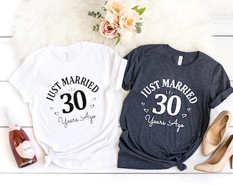 30th Anniversary Matching Couple Shirts: Married 30 Years Ago Gift