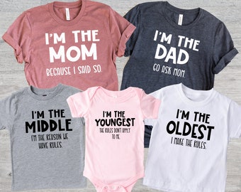 Brother Set T-Shirts – “I’m The Oldest / Middle / Youngest Child” Navy Shirts For Siblings - View #4