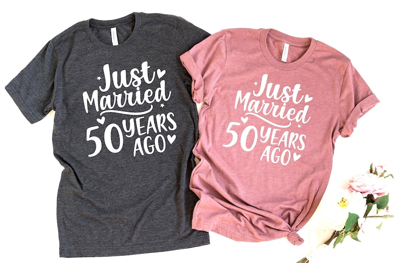 50th Anniversary Couples Matching Wedding Gift, Just Married 50 Years Ago Shirt, Married for 50 years, Men Women US sweatshirt image 1