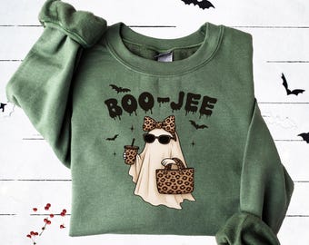 Funny Boo-Jee Ghost Halloween Sweatshirt, Spooky Season Costume Party Shirt, Cute Pumpkin Tee