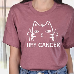 Hey Cancer Fuck You Sweatshirt, Women's Cancer Warrior shirt, Funny Cancer Tee, Cancer Patient Gift, Cancer Survivor Gift,Family Cancer Tee image 4