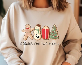 Christmas Pregnancy Announcement Sweatshirt, Cookies for Two Please, Pregnancy Reveal Sweater, Maternity Christmas Shirt, Mom to Be Gift