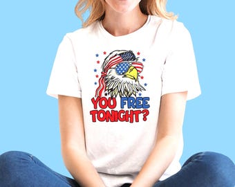Chemise vous gratuit ce soir, t-shirt drôle du 4 juillet, chemise patriotique pygargue à tête blanche des États-Unis, t-shirt jour de l'indépendance, t-shirt liberté patriotique