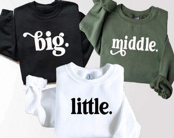 Big Middle Little Sweatshirts & Bodysuits, Matching Sibling Set, Baby Announcement Outfit