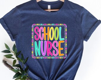 School Nurse Shirt and Sweatshirt, Colorful Nurse Tee, Back to School Gift, Nurse Appreciation Gift, School Health Office Crewneck