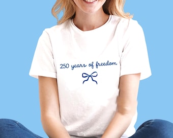 Coquette 250 Years of Freedom Shirt, USA Anniversary Bow Sweatshirt, Patriotic American Flag Ribbon Tee, 4th of July