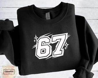 T-shirt 67, T-shirt Six Seven Meme, T-shirt drôle et viral, Cadeau tendance pour enfants et adolescents