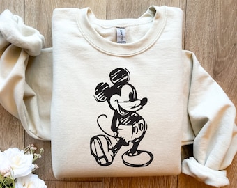 Sketch Mickey Sweatshirt, Mickey Mouse shirts, Sketch Disney Family Matching Sweater, Disney Vintage Sweatshirt, Retro Disney Trip Shirt