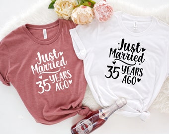 35e chemises d'anniversaire de mariage, il y a 25 ans de mariage chemise pour couples mari femme, 35e cadeau chemise de mariage, cadeau d'anniversaire de papa maman