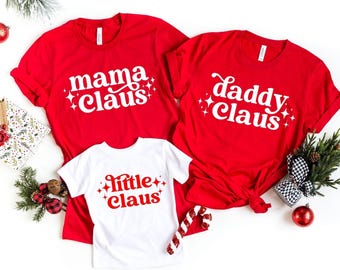T-shirts assortis pour toute la famille à l'effigie du Père Noël, T-shirts Maman Noël, Papa Noël, Bébé Noël, T-shirts Père Noël, Cadeaux de Noël, T-shirts Noël Maman et Papa