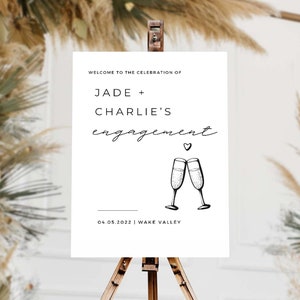 Minimalist Engagement Party Welcome Sign, Custom Personalised Engagement Sign, Digital Download