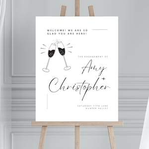 Minimalist Engagement Welcome Sign, Wedding Sign, Digital Download, Customisable Wedding Print