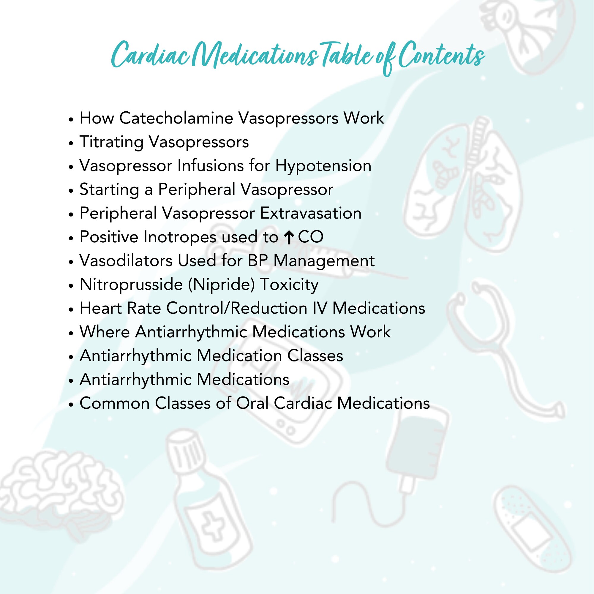 Cardiac Medications Critical Care Study Guide | Vasopressors ...